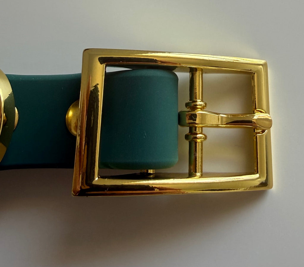Simply Spoilt Signature Collar Small - heritage green coated dog collar with gold-tone hardware